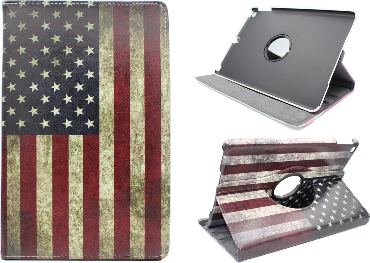 iPad 2, 3 & 4 Hoes met Print - Draaibare Tablet Case met Standaard - Amerikaanse Vlag