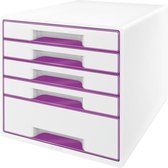 Leitz WOW Cube Ladenblok Met 5 Laden - Opberger met Vakken - Voor Kantoor En Thuiswerken - Ideaal Voor Thuiskantoor - Wit/Paars