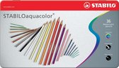 STABILO Aquacolor - Premium Aquarel Kleurpotlood - Metalen Etui Met 36 Kleuren