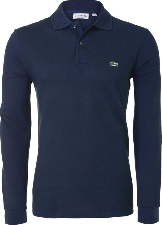 Lacoste Classic Fit polo lange mouw - navy blauw - Maat: M