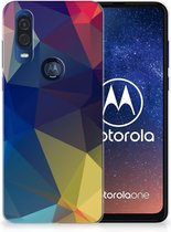 TPU étui pour Motorola One Vision Coque Polygon Noir