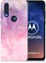 Motorola One Vision Hoesje maken Pink Purple Paint