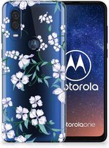 Back Case Motorola One Vision TPU Siliconen Hoesje Blossom White