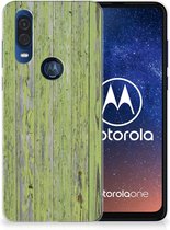 Motorola One Vision Bumper Hoesje Green Wood