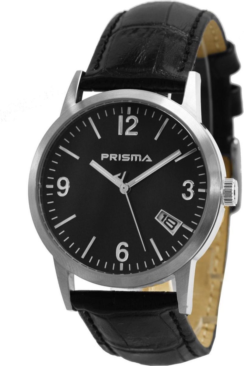 Prisma Herenhorloge P.2175 Lederen band Zilver