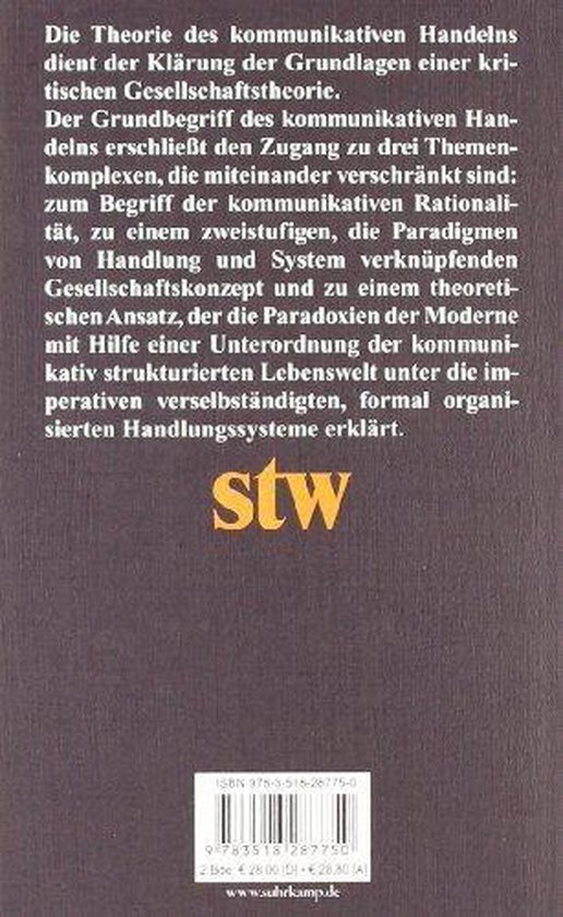 Habermas Theorie Des Kommunikativen Handelns Theorie des kommunikativen Handelns, Jürgen Habermas | 9783518287750