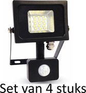 10W LED Bouwlamp met PIR sensor - Warm wit | Slimline (set van 4 stuks)