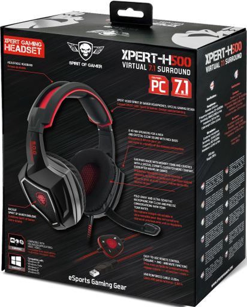 Spirit of Gamer - XPERT H500 Gaming Headset - Rood | bol.com