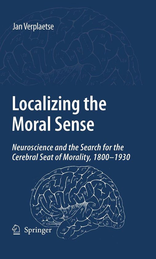 Boekomslag 'Localizing the Moral Sense' van Jan Verplaetse met een illustratie van een hersenhelft.