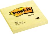 3M Post-it 654 memoblok 76x76mm, geel, pak à 12 stuks