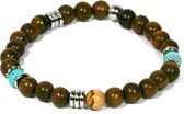 IbizaMen - bracelet homme - bois de robles - perle turquoise, jaspe et amazonite - acier - 20 cm