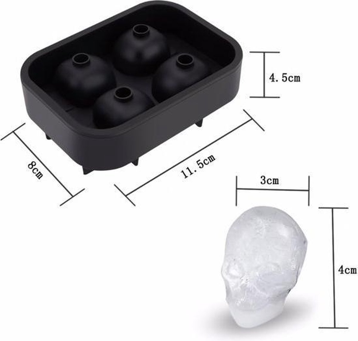 IJsklontjes / IJsblokjes Vorm Mal Doodshoofd Doodskop Skull