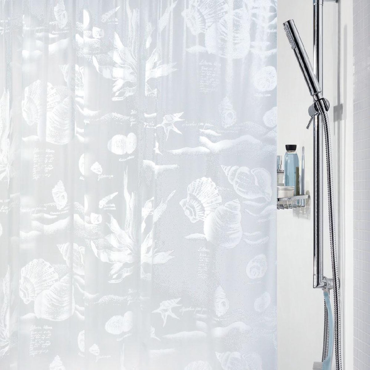 Shower Curtains Vinyle Blanc de Haute Qualité Récif Blanc Rideau de Douche  180 X 200 Cm TR10436431