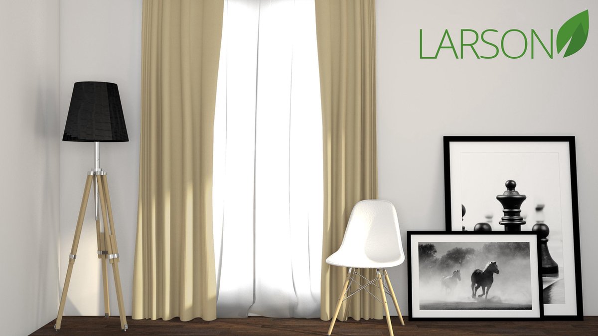 Larson - Luxe effen blackout gordijn - met ringen - 3m x 2.5m - Licht taupe