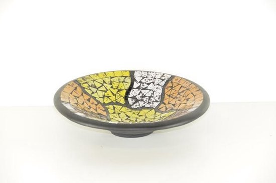 Fruitschaal 38 cm - glasmozaiek en aardewerk - fair trade uit Indonesië