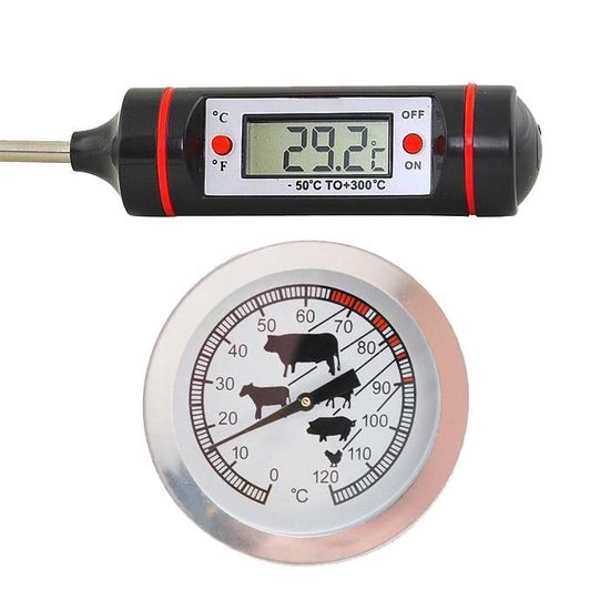 Vleesthermometer oven en bbq thermometer keukenthermometer set van 2 stuks