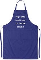 Mijncadeautje Schort - Te gekke broer - opdruk wit - mooie en exclusieve keukenschort - blauw