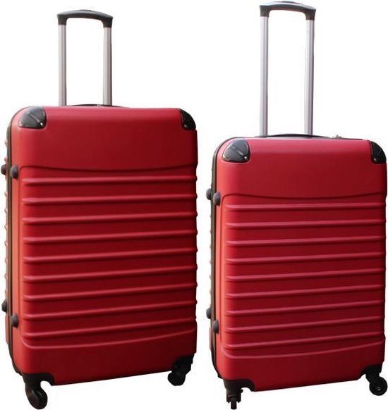 Travelerz kofferset 2 delig ABS groot - met cijferslot - reiskoffers 69 en 95 liter - rood