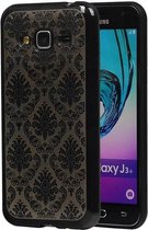 TPU Paleis 3D Back Cover for Galaxy J3 / J3 2016 Zwart