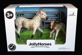 JollyHorses - paarden - Knabstrupper hengst plus veulen en hekwerk – handgeschilderd