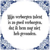 Tegeltje met Spreuk (Tegeltjeswijsheid): Mijn verborgen talent is zo goed verborgen, dat ik hem nog niet heb gevonden. + Kado verpakking & Plakhanger