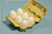 Doos met 6 kunststof eieren WIT (decoratie) - 45x65 mm - Leuk voor de Paasdagen