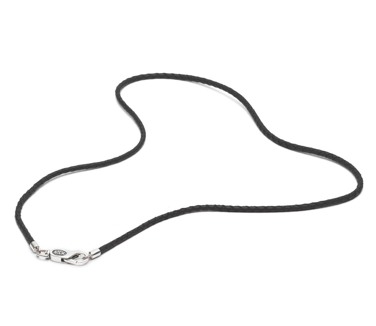 Silk 820BLK ketting zwart leer/zilver ROOTS Collectie - 70cm
