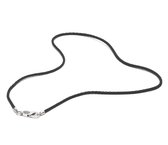 Silk Jewellery 820BLK-19 Ketting zilver en leer lengte 19 cm