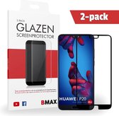 2-pack BMAX geschikt voor Huawei P20 Glazen Screenprotector met volledige dekking | Beschermglas | Tempered Glass