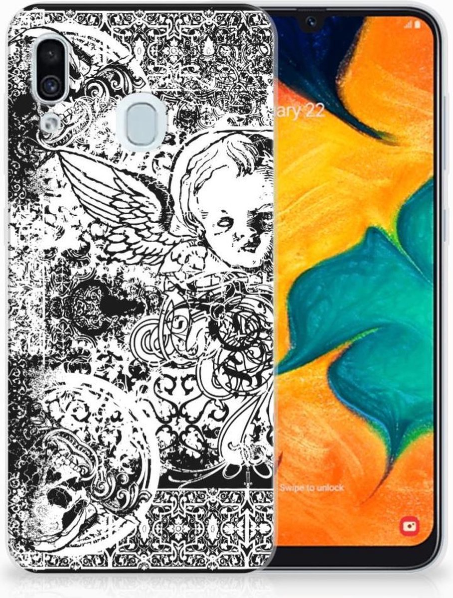 Silicone Back Case Samsung Galaxy A30 Skulls Angel