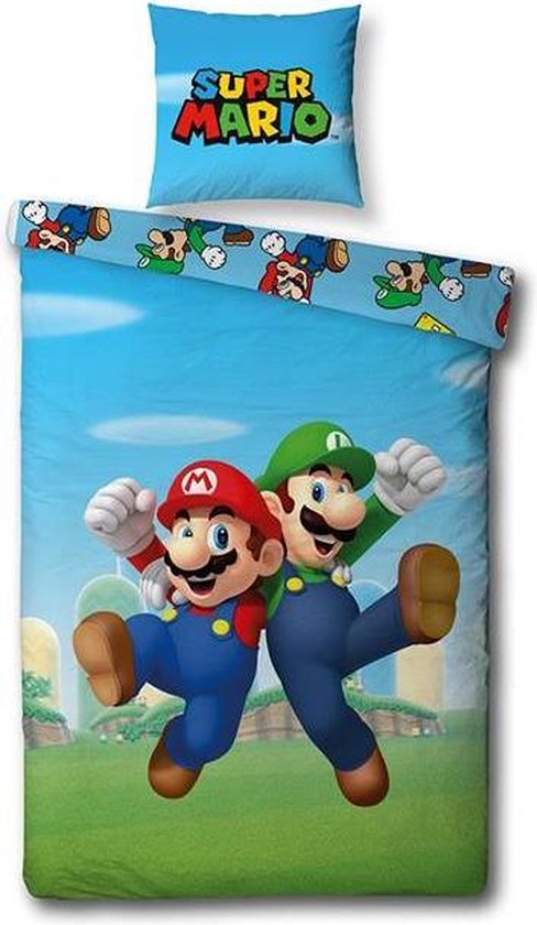 Super Mario - Dekbedovertrek Eenpersoons - 140x200 cm - Multi kleur bol.com