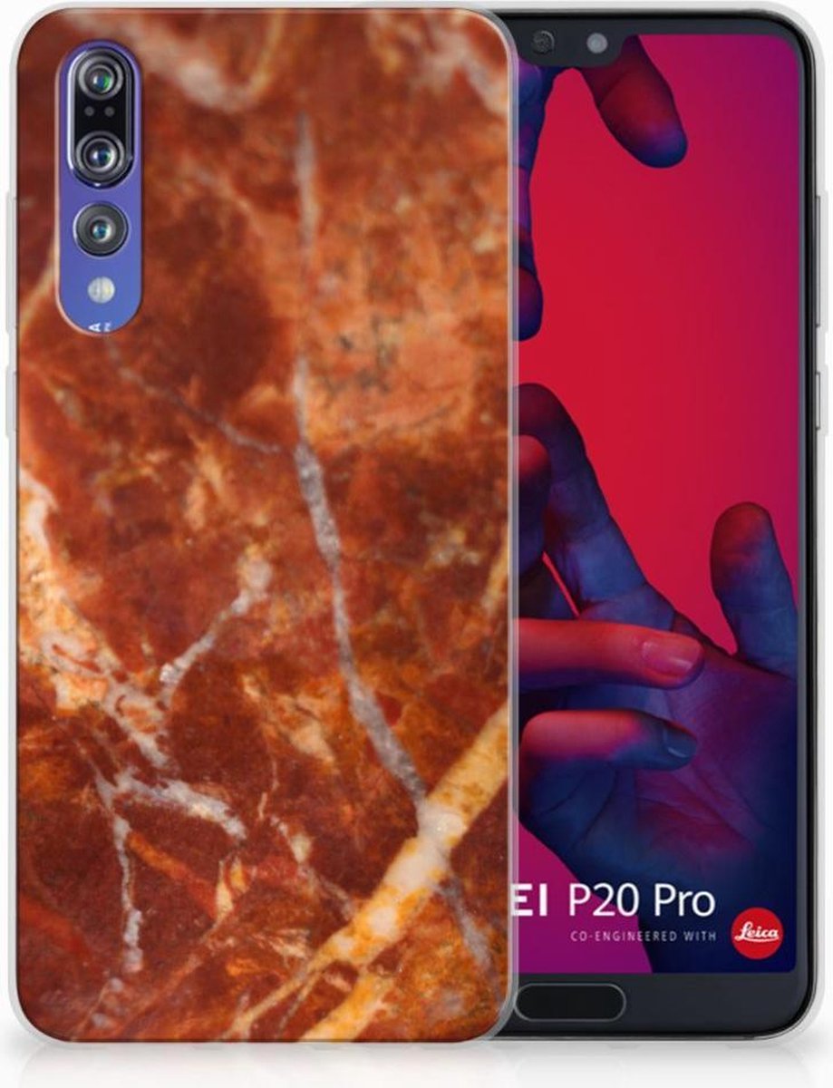 Huawei P20 Pro TPU Siliconen Hoesje Marmer Bruin