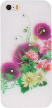 Wit Roze Bloem Hard case cover hoesje voor Apple iPhone 5/5s/SE