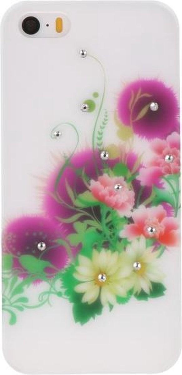 Wit Roze Bloem Hard case cover hoesje voor Apple iPhone 5/5s