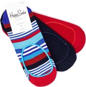 Happy Socks - 3-Pack Multi Stripe Liner Rood Blauw - 41-46