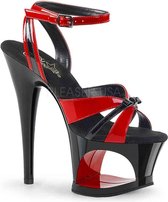 Pleaser Sandaal met enkelband, Paaldans schoenen -39 Shoes- MOON-728 Paaldans schoenen Zwart/Rood