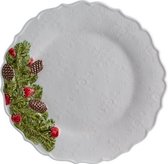 Bordallo Pinheiro Coroa de Natal Dinerbord - Kerst - Wit - Ø 29,2 cm - Aardewerk