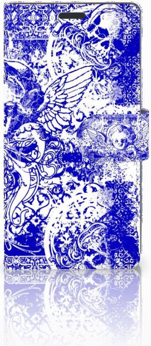 Telefoonhoesje met Naam Sony Xperia Z3 Angel Skull Blauw