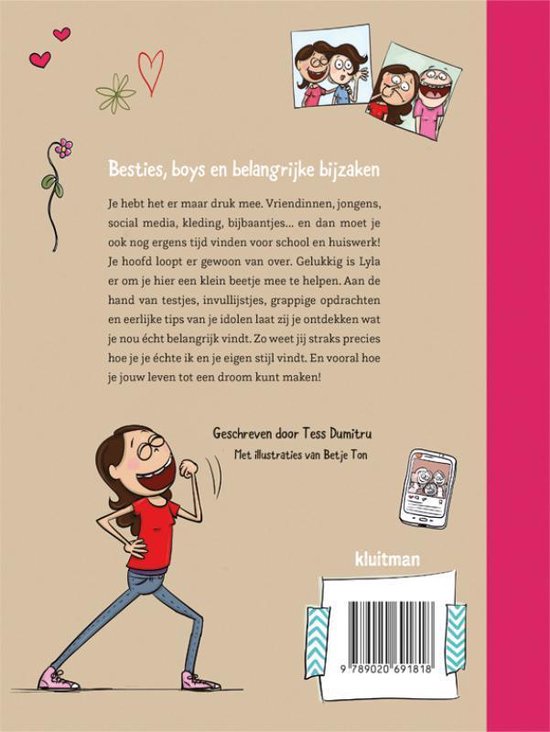 Titel: Besties, boys en belangrijke bijzaken. Handboek voor een droomleven. Illustratie van een meisje dat danst.