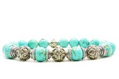 Beaddhism - Armband - Turquoise - Triple Kashmir - Sterling Zilver- 10 mm - 19 cm