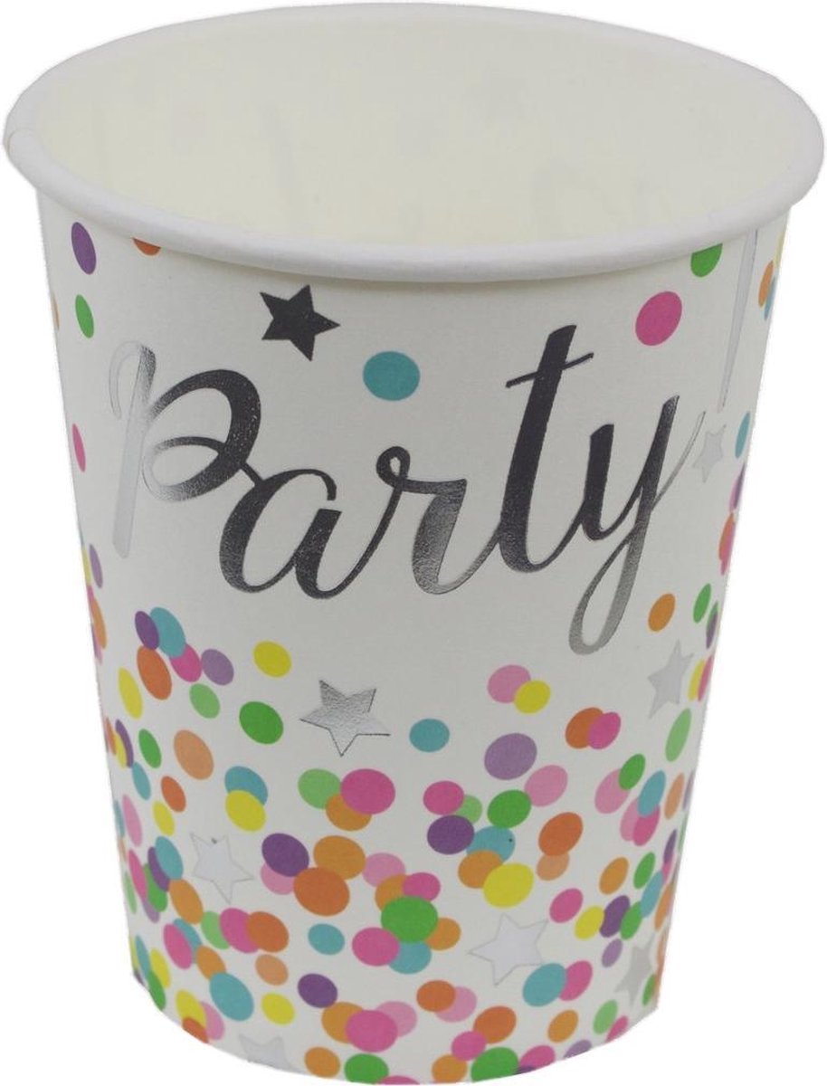 Folat Feestbekers Confetti 250 Ml Karton 8 Stuks