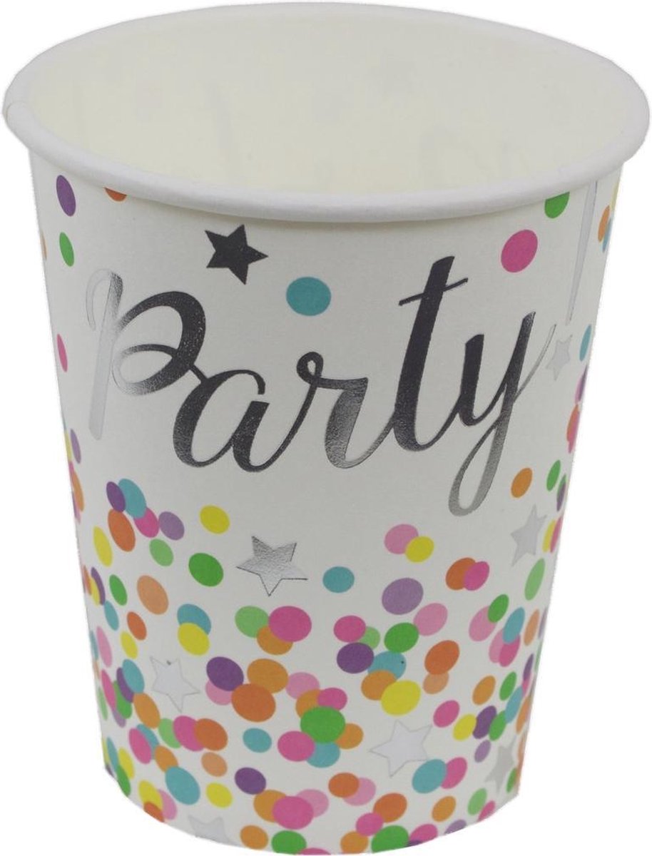 Bekers Confetti Party 250ml - 8 stuks