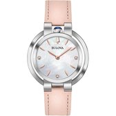 Bulova Rubaiyat 96P197 Horloge - Leer - Roze - Ø 35 mm