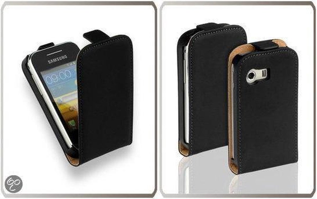 LELYCASE Flip Case Lederen Hoesje Samsung Galaxy Y Zwart