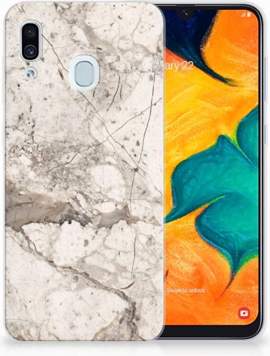 Samsung Galaxy A30 TPU Siliconen Hoesje Marmer Beige