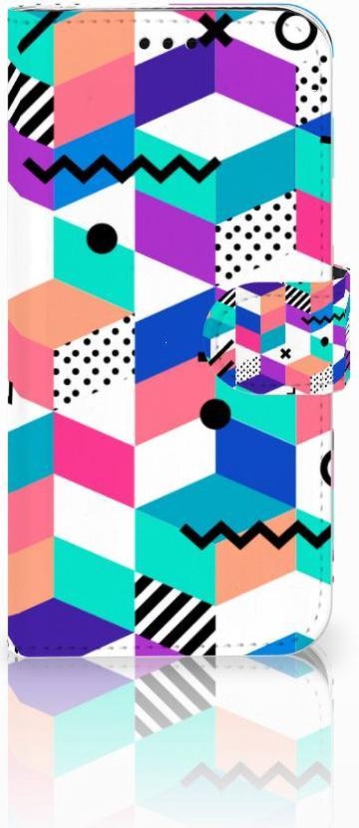 Samsung Galaxy J5 2017 Wallet Book Case Hoesje Design Blocks Colorful