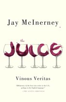 Boekcover voor "The Juice" met wijnglazen en de titel in paarse vloeistof.
