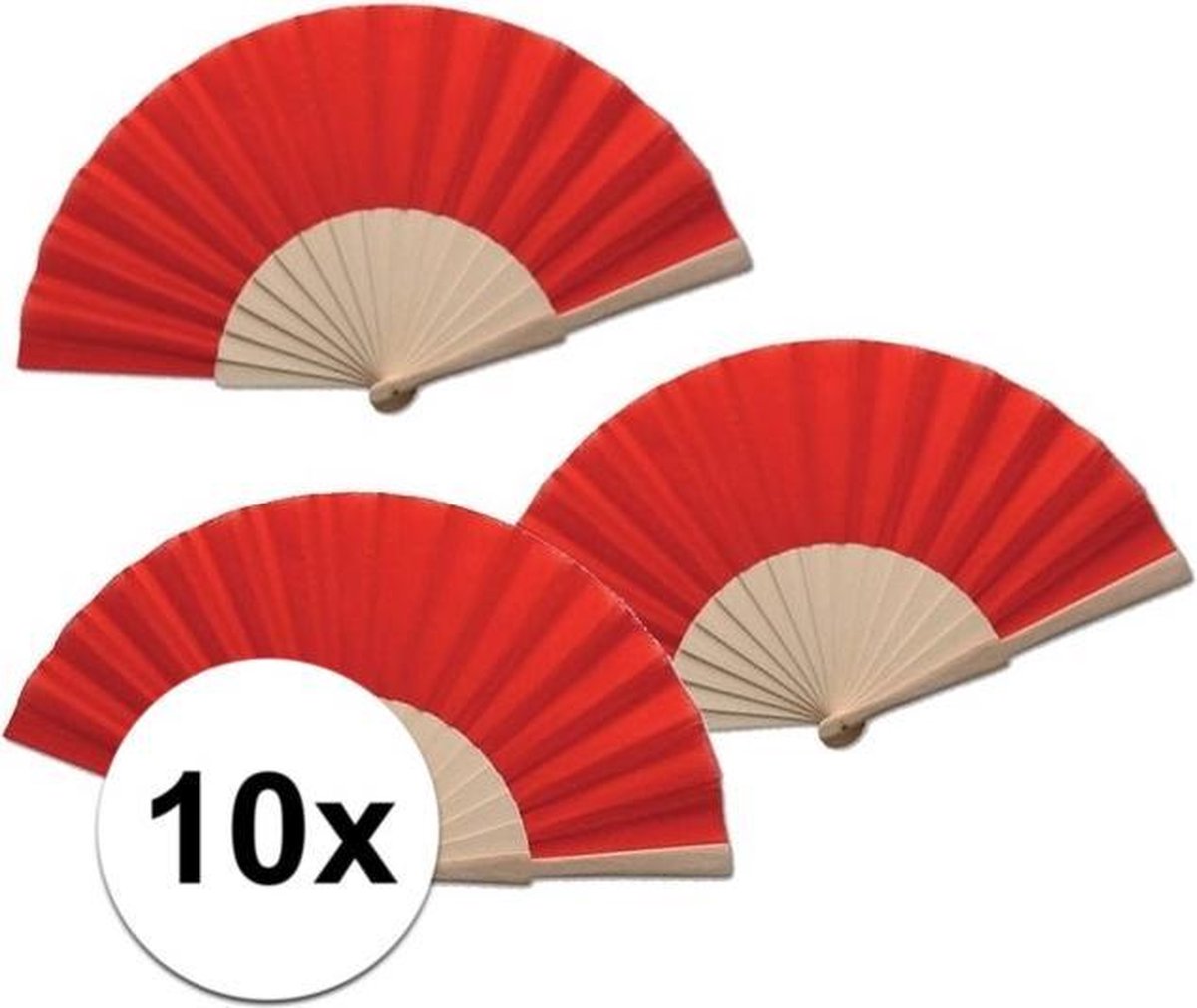 Afbeelding van product Merkloos / Sans marque  10 stuks zomerse Spaanse waaier rood