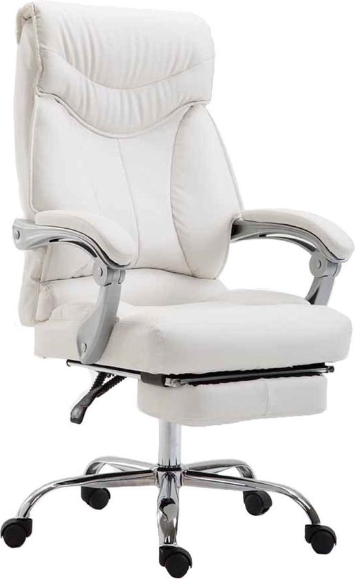vidaXL Fauteuil verstelbaar met voetensteun kunstleer crèmekleurig
