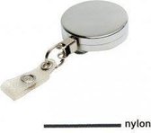 Zilveren metalen yoyo met nylon koord en vinyl strap / Skipashouder type EG43